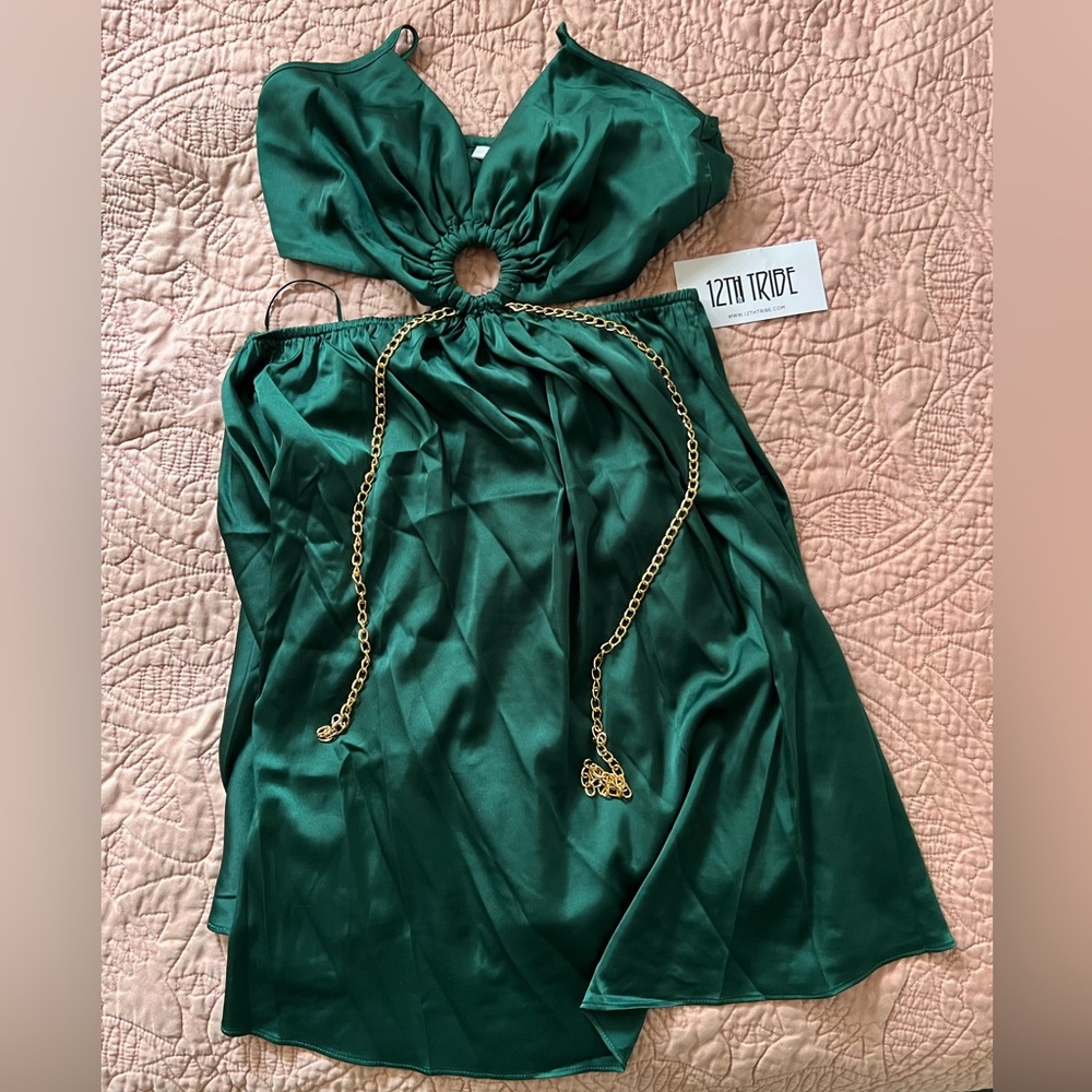 12th Tribe Emerald Cutout Mini Dress NWT